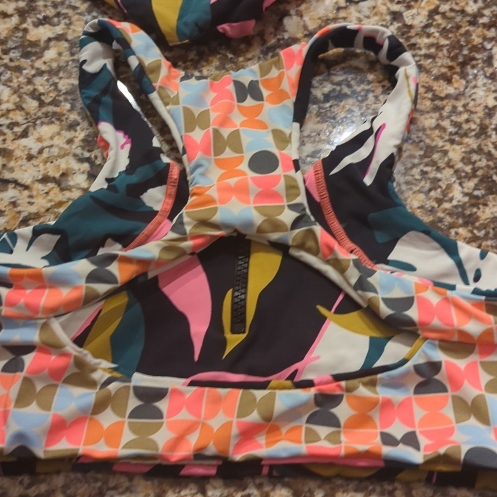 Maaji Reversible Bikini Set Top Bottoms Patterned Floral Zip Top